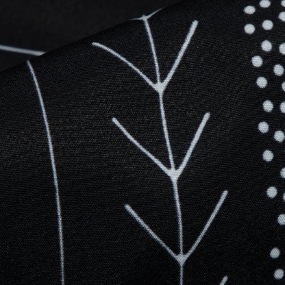 Black Geometrical Digital Print American Crepe Fabric - Fabcurate