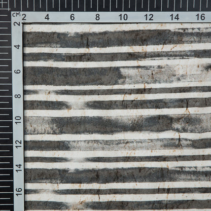 Light Peach Stripes Digital Print American Crepe Fabric - Fabcurate