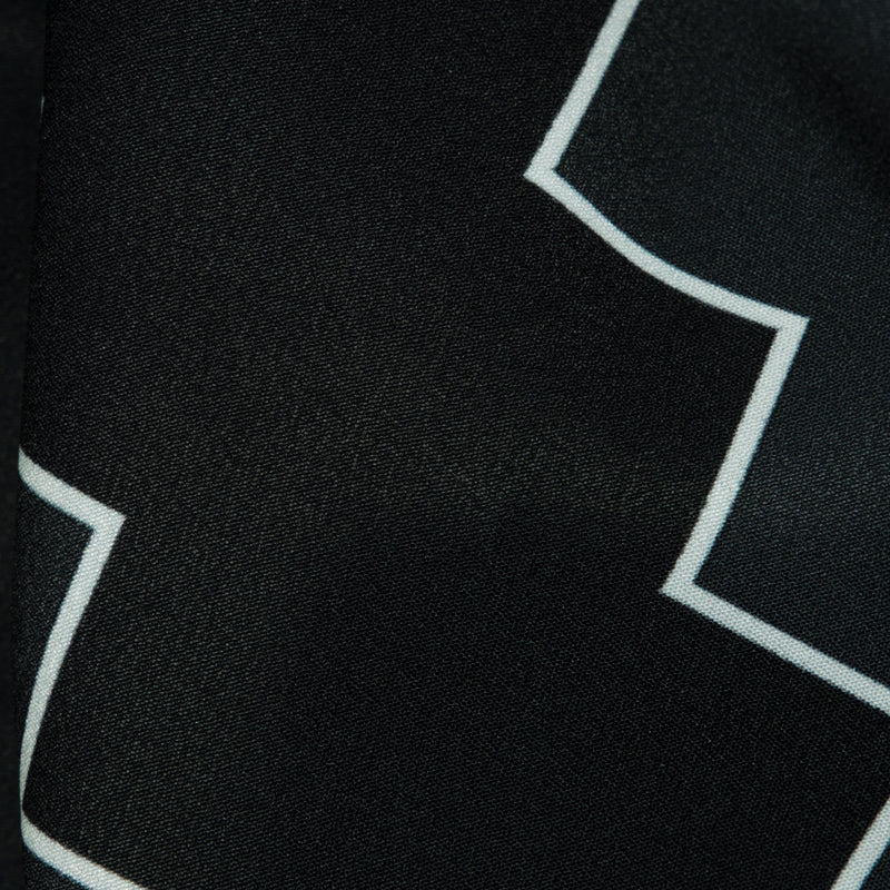 Black And Dark Grey Chevron Digital Print American Crepe Fabric - Fabcurate