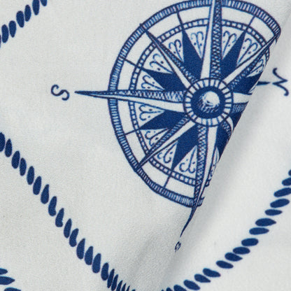 Royal Blue Object Digital Print American Crepe Fabric - Fabcurate