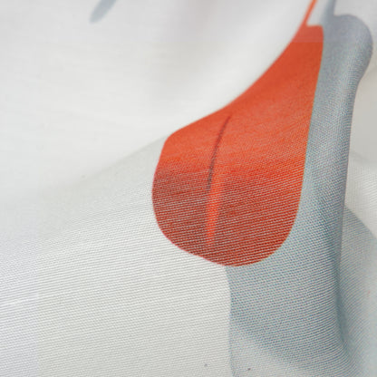 White Feather Digital Print Chanderi Fabric - Fabcurate