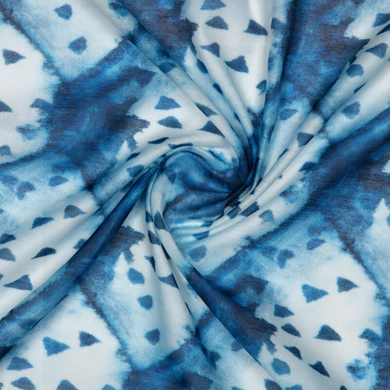 Royal Blue Shibori Digital Print Chanderi Fabric - Fabcurate