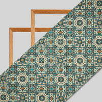 Beige Ethnic Digital Print Chanderi Fabric - Fabcurate