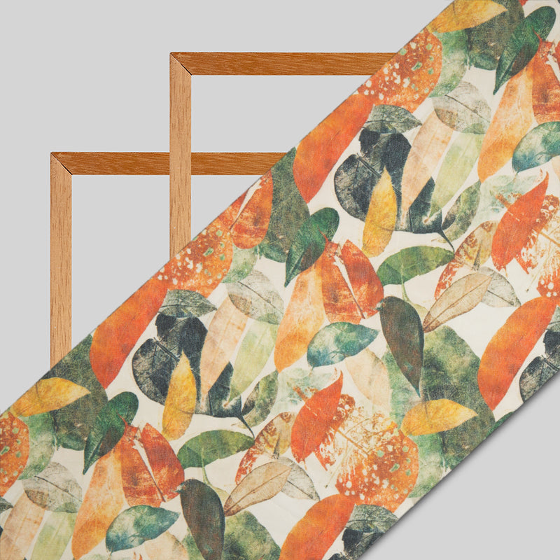 Multicolor Leaf Digital Print Georgette Fabric - Fabcurate