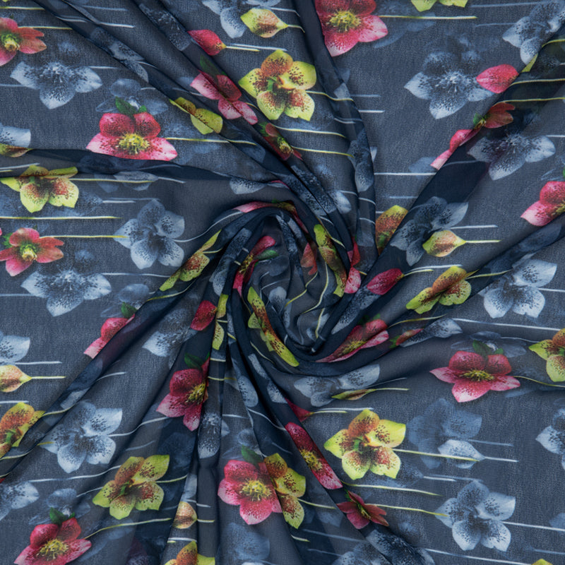 Multicolor Floral Digital Print Georgette Fabric