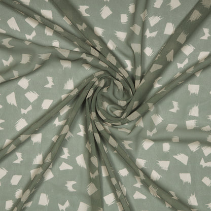 Light Grey And Peach Geometric Digital Print Georgette Fabric