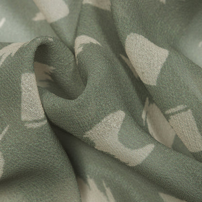 Light Grey And Peach Geometric Digital Print Georgette Fabric