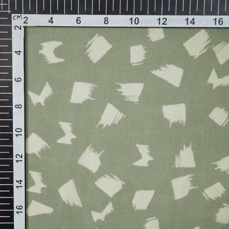 Light Grey And Peach Geometric Digital Print Georgette Fabric