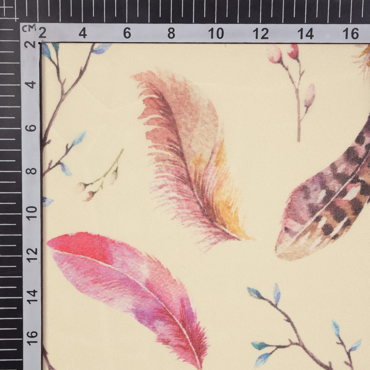 Multicolor Feather Digital Print Georgette Fabric