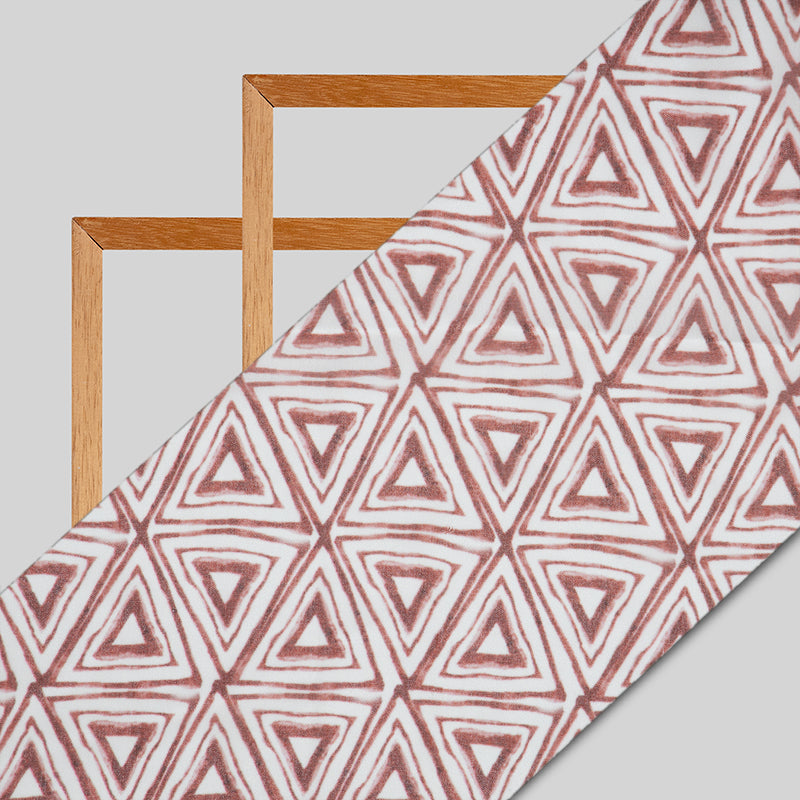 Cream Geometrical Digital Print Georgette Fabric - Fabcurate