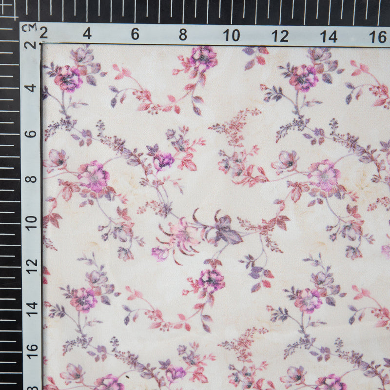 Cream Floral Digital Print Georgette Fabric