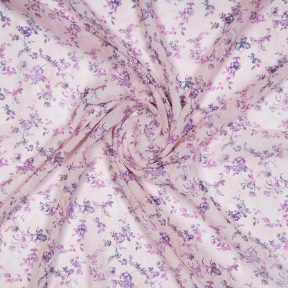 Pastel Pink Floral Digital Print Georgette Fabric