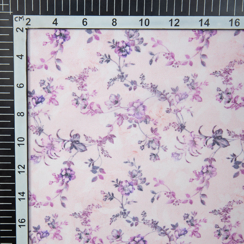 Pastel Pink Floral Digital Print Georgette Fabric