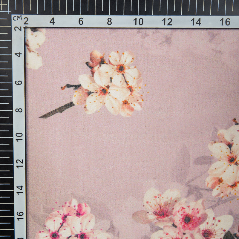 Light Greyish Pink Floral Digital Print Georgette Fabric