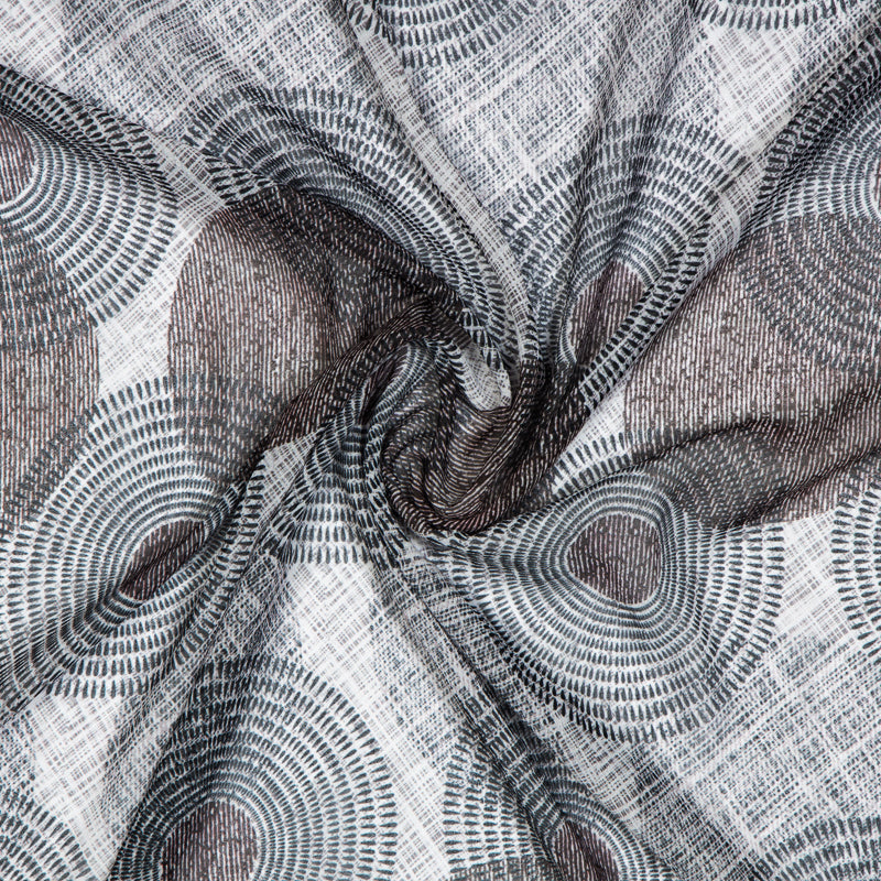 Black Geometric Digital Print Georgette Fabric