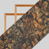 Black And Beige Butterfly Digital Print Georgette Fabric - Fabcurate
