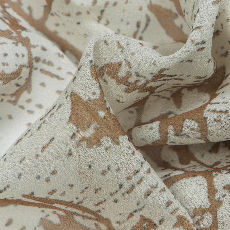 Off White Leaf Digital Print Georgette Fabric