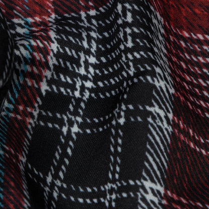Red And Black Checks Digital Print Modal Satin Fabric - Fabcurate