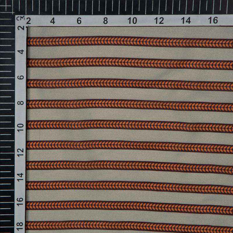 Beige Stripes Digital Print Muslin Fabric - Fabcurate