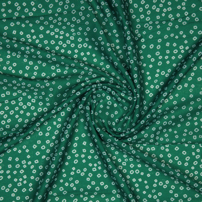 Bottle Green Bandhani Pattern Digital Print Muslin Fabric - Fabcurate