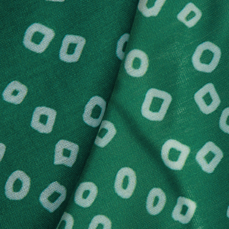 Bottle Green Bandhani Pattern Digital Print Muslin Fabric - Fabcurate