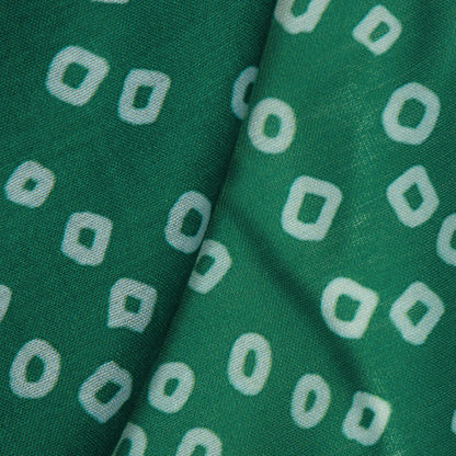 Bottle Green Bandhani Pattern Digital Print Muslin Fabric - Fabcurate
