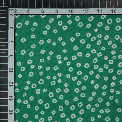 Bottle Green Bandhani Pattern Digital Print Muslin Fabric - Fabcurate