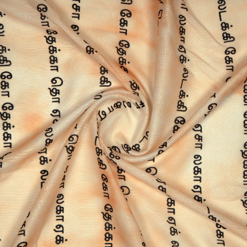 Pastel Peach Alphabet Digital Print Muslin Fabric - Fabcurate