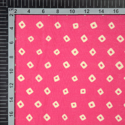 Pink Bandhani Pattern Digital Print Muslin Fabric - Fabcurate