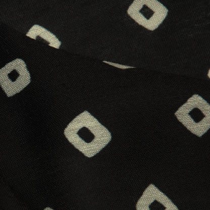 Black Bandhanii Pattern Digital Print Muslin Fabric