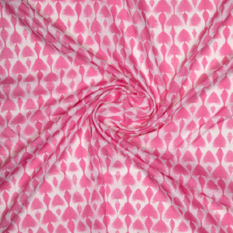 Pink Abstract Digital Print Muslin Fabric - Fabcurate