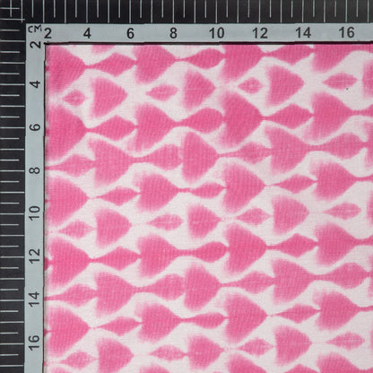 Pink Abstract Digital Print Muslin Fabric - Fabcurate