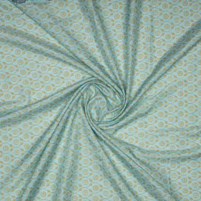 Light Grey Ethnic Digital Print Muslin Fabric - Fabcurate
