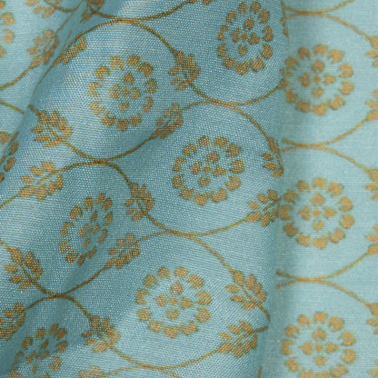 Light Grey Ethnic Digital Print Muslin Fabric - Fabcurate