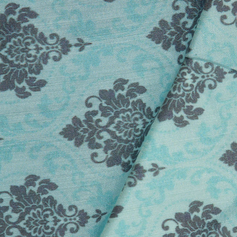 Pastel Blue Ethnic Digital Print Muslin Fabric - Fabcurate