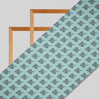 Pastel Blue Ethnic Digital Print Muslin Fabric - Fabcurate