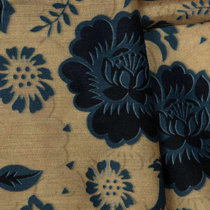 Light Beige Floral Digital Print Muslin Fabric - Fabcurate