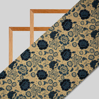 Light Beige Floral Digital Print Muslin Fabric - Fabcurate