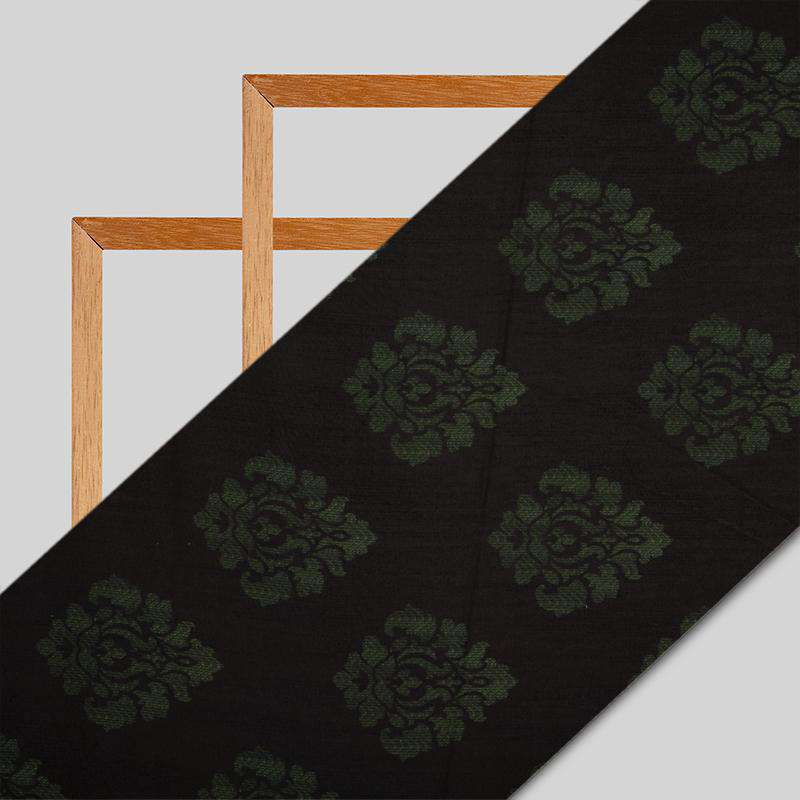 Dark Brown Ethnic Digital Print Muslin Fabric - Fabcurate
