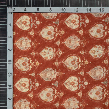 Brown Ethnic Digital Print Muslin Fabric - Fabcurate