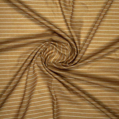 Beige Stripes Digital Print Muslin Fabric - Fabcurate