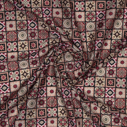 Multicolor Ethnic Digital Print Muslin Fabric - Fabcurate