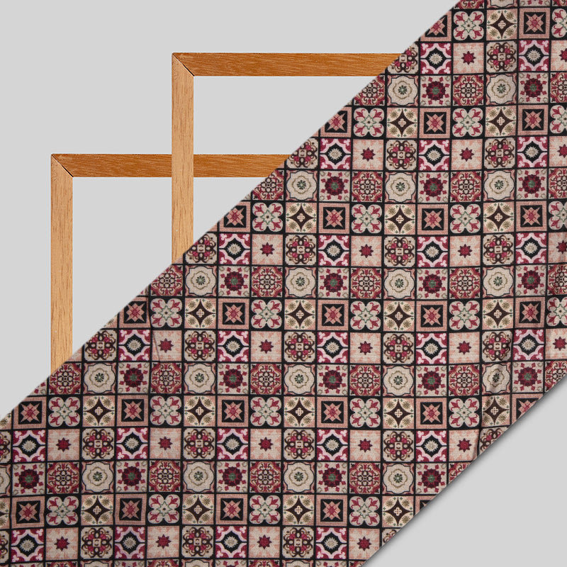 Multicolor Ethnic Digital Print Muslin Fabric - Fabcurate