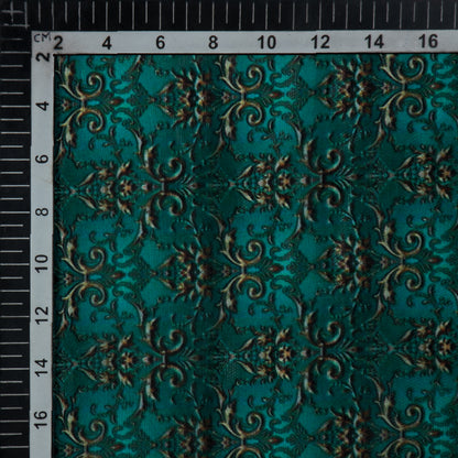 Turquoise Ethnic Digital Print Organza Satin Fabric