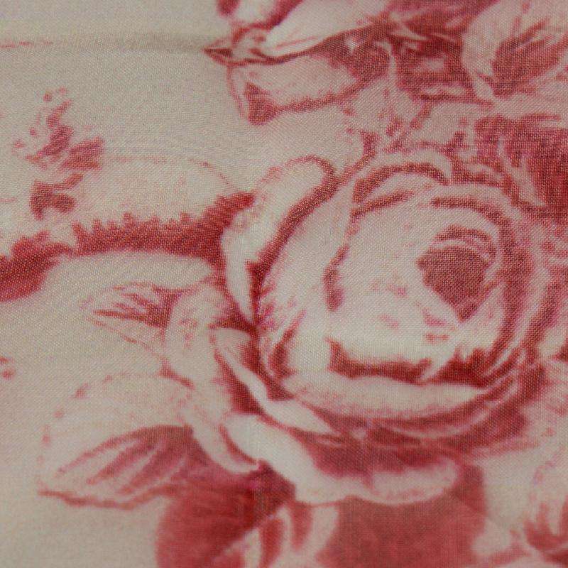Red Floral Digital Print Premium Organza Fabric - Fabcurate