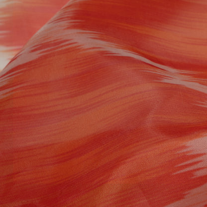 Pastel Orange Ikat Pattern Digital Print Premium Organza Fabric - Fabcurate