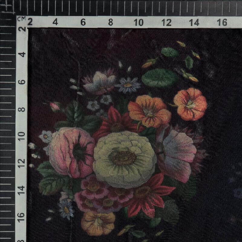 Multicolor Floral Digital Print Premium Organza Fabric - Fabcurate