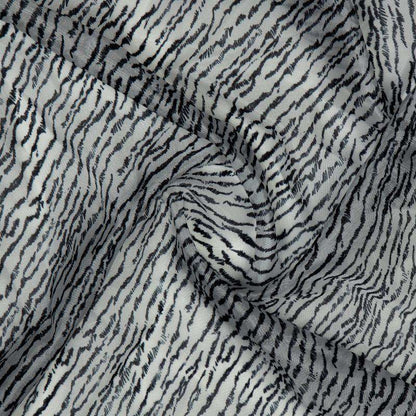 Black Abstract Digital Print Premium Organza Fabric - Fabcurate