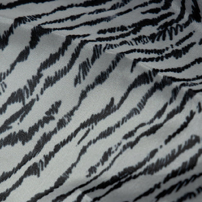 Black Abstract Digital Print Premium Organza Fabric - Fabcurate