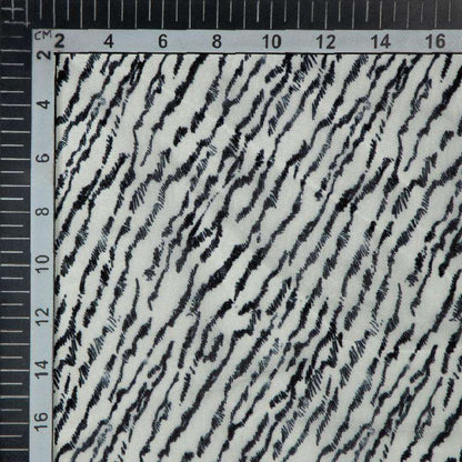 Black Abstract Digital Print Premium Organza Fabric - Fabcurate